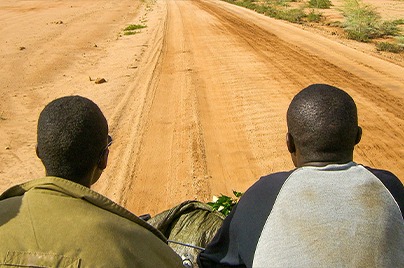 Two boys on the road