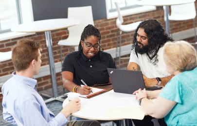 colleague collaborating with the team