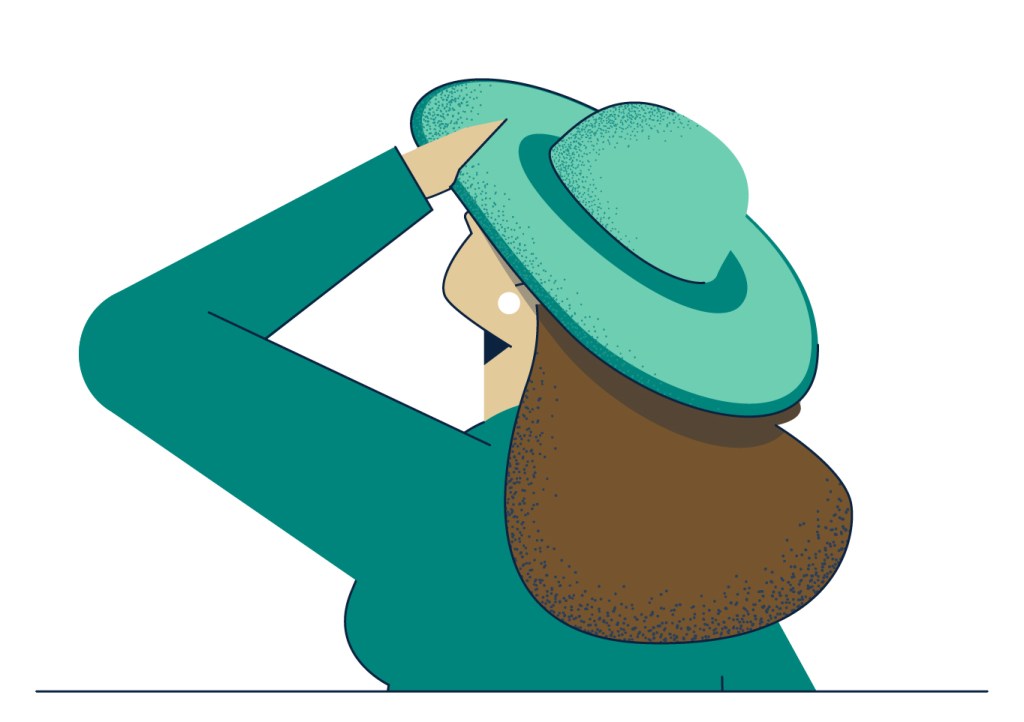 illustration of person wearing big beach hat