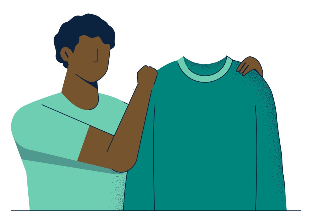illustration of person holding long sleeve shirt