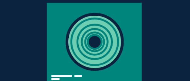 A picture with green and teal circles in the middle
