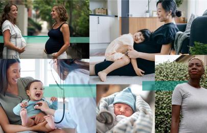 collage of women with babies